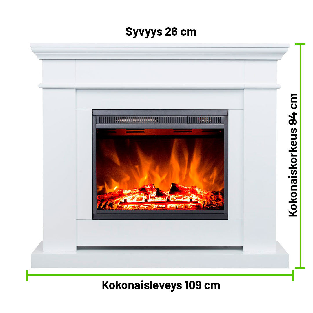 Sähkötakka Solaro 750/1500W – 109 x 26 x 94 cm, ajastin, valkoinen