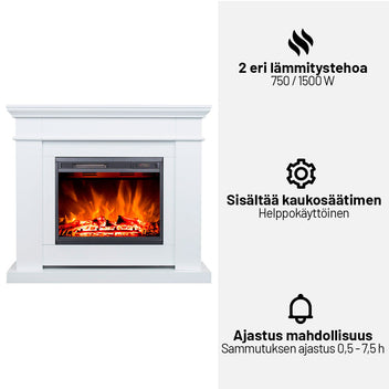 Sähkötakka Solaro 750/1500W – 109 x 26 x 94 cm, ajastin, valkoinen