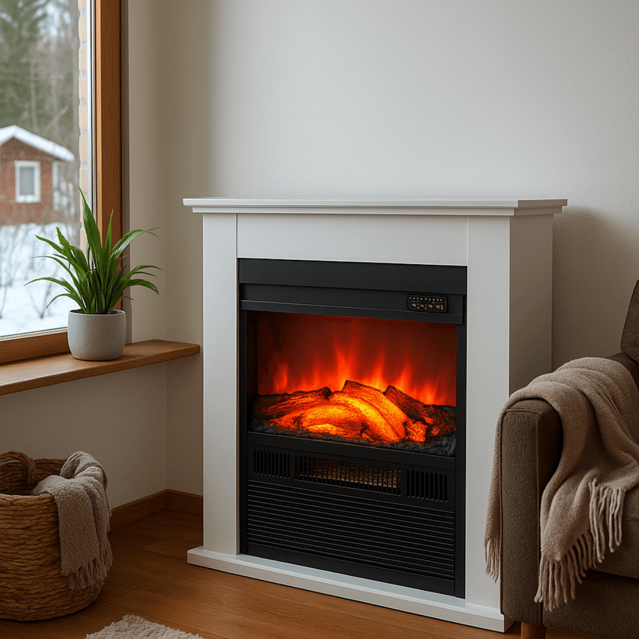 Elkamin Lucca 950/2000W – 61,12 x 25 x 76,63 cm, LED-låga, vit