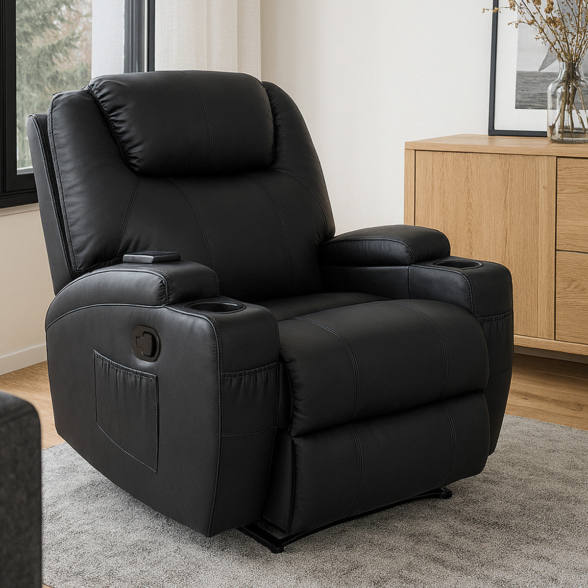 Massagefåtölj 90 x 94 x 105 cm – recliner, 8 massageställen, kopphållare