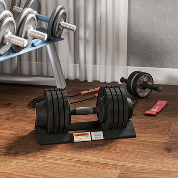 Justerbar hantel, 6/11/16/20 kg, med halkfria handtag, svart