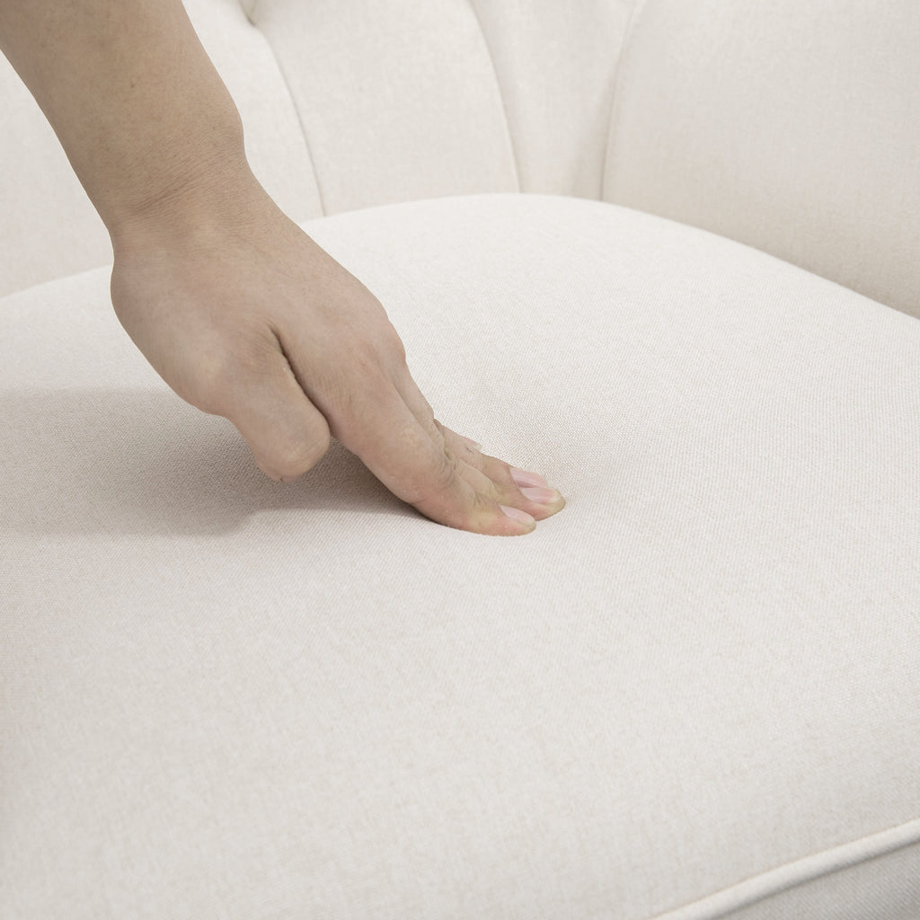 Keinutuoli Skandinaavinen Design – Pehmustettu Relax-nojatuoli, kangasverhoilu, kermanvalkoinen/luonnonpuu/musta