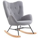 Keinutuoli tikkauksella, puukaarilla, samettipintainen, max. 150 kg, vaaleanharmaa