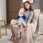 Keinutuoli beige berberivillakangas – ergonominen ja pehmeä nojatuoli rentoutumiseen