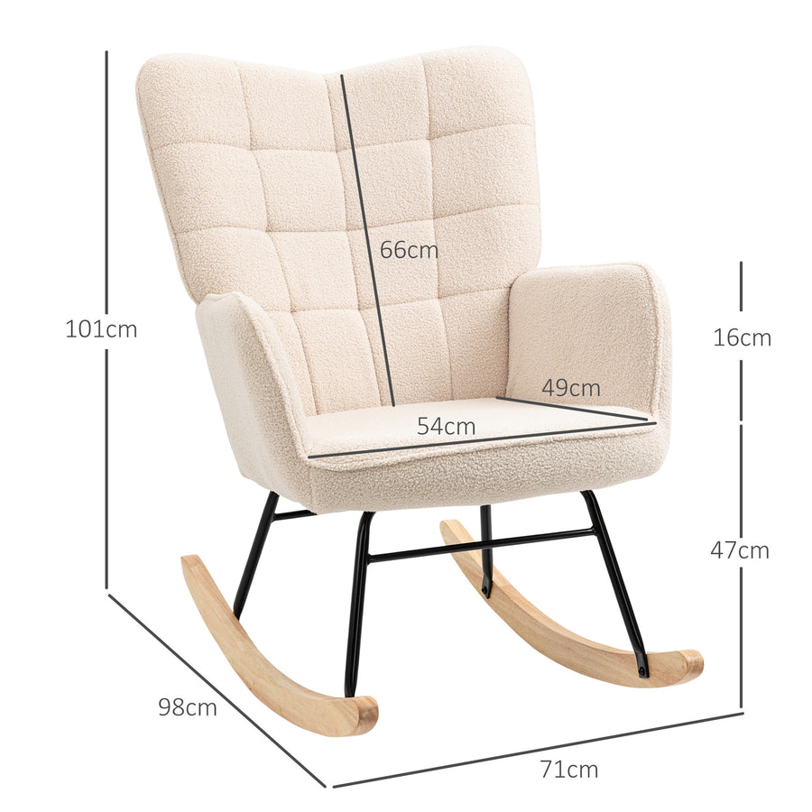 Gungstol i beige berberull – en ergonomisk och mjuk fåtölj för avkoppling
