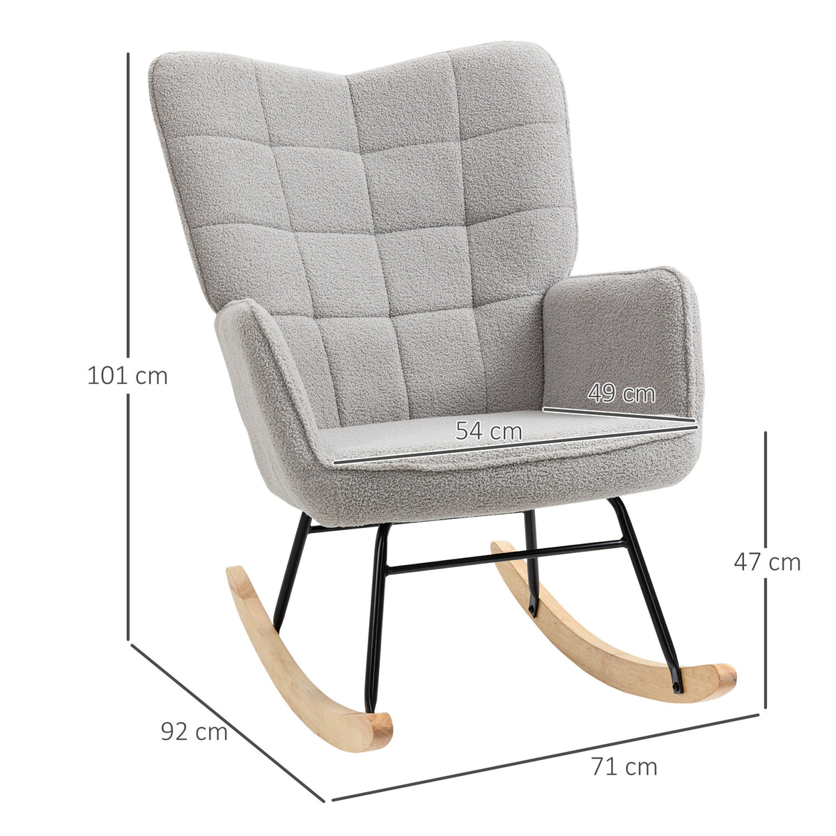 Keinutuoli harmaa berberivillakangas – ergonominen ja pehmeä nojatuoli rentoutumiseen