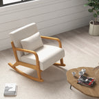 Keinutuoli retrodesignilla, kumipuuta, 64,5 x 92 x 81,5 cm, beige + ruskea