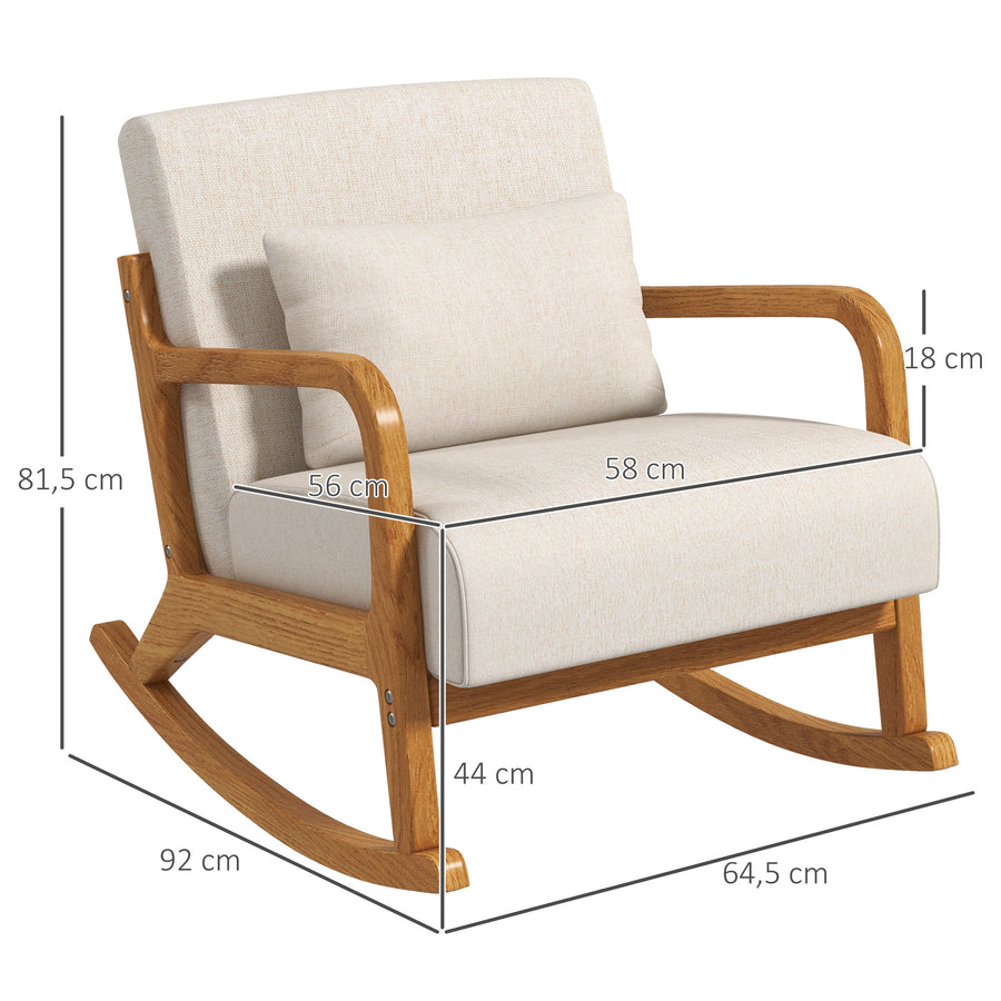 Gungstol i retrostil, gummiträ, 64,5 x 92 x 81,5 cm, beige + brun