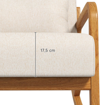 Gungstol i retrostil, gummiträ, 64,5 x 92 x 81,5 cm, beige + brun
