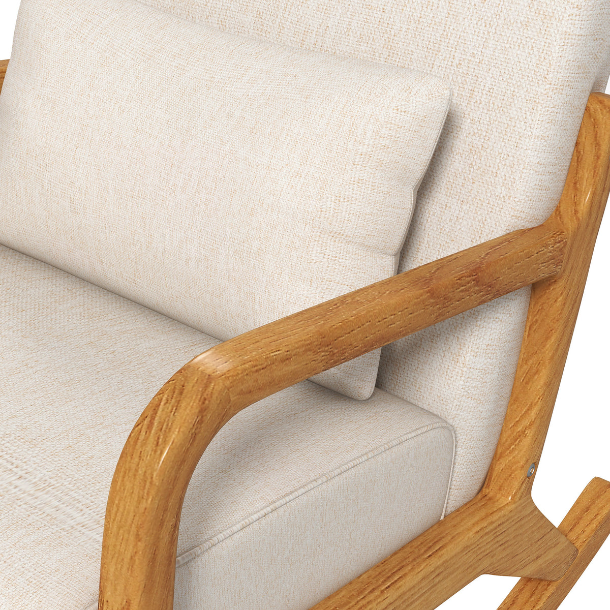 Gungstol i retrostil, gummiträ, 64,5 x 92 x 81,5 cm, beige + brun