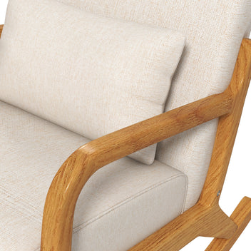 Gungstol i retrostil, gummiträ, 64,5 x 92 x 81,5 cm, beige + brun