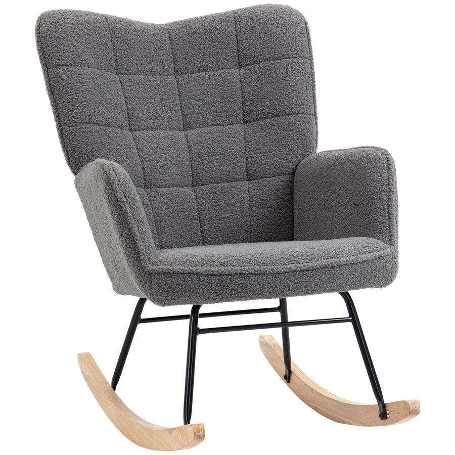 Gungstol i retrostil, massivt trä, 98 x 71 x 101 cm, mörkgrå