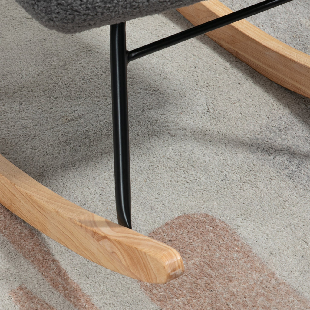 Keinutuoli retrodesignilla, massiivipuuta, 98 x 71 x 101 cm, tummanharmaa