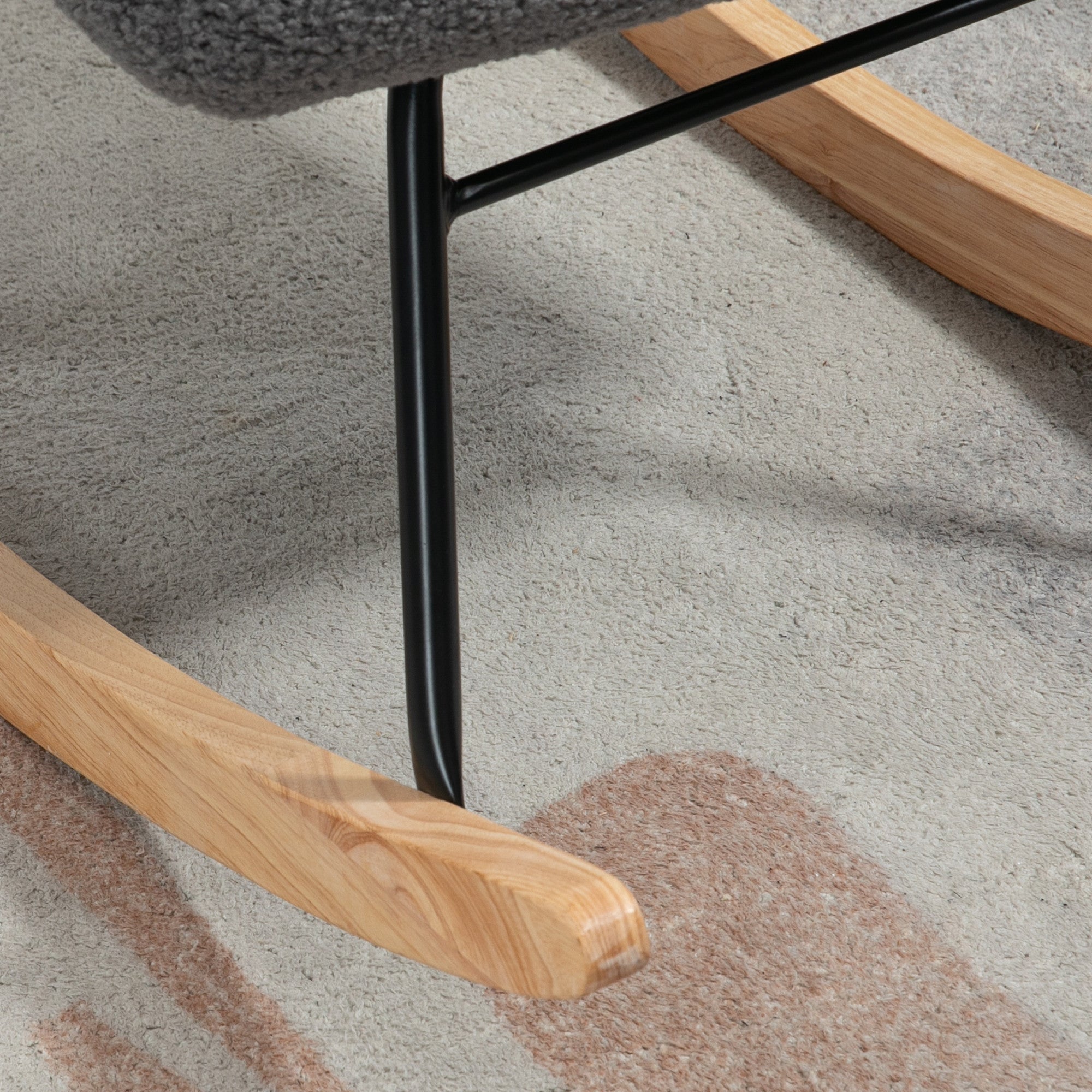 Keinutuoli retrodesignilla, massiivipuuta, 98 x 71 x 101 cm, tummanharmaa