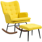 Keinutuoli rahilla, skandinaavinen design, pyökkipuuta, tikkauksella, 64 x 89 x 90 cm, keltainen