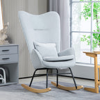 Keinutuoli vaaleanharmaa – samettiverhoilu, ergonominen selkänoja, lannelesotyyny ja hiljainen keinunta