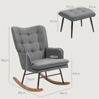 Keinutuoli ja rahi – tummanharmaa verhoiltu pyökkijalkainen nojatuoli rentoutumiseen