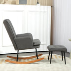 Keinutuoli ja rahi – tummanharmaa verhoiltu pyökkijalkainen nojatuoli rentoutumiseen