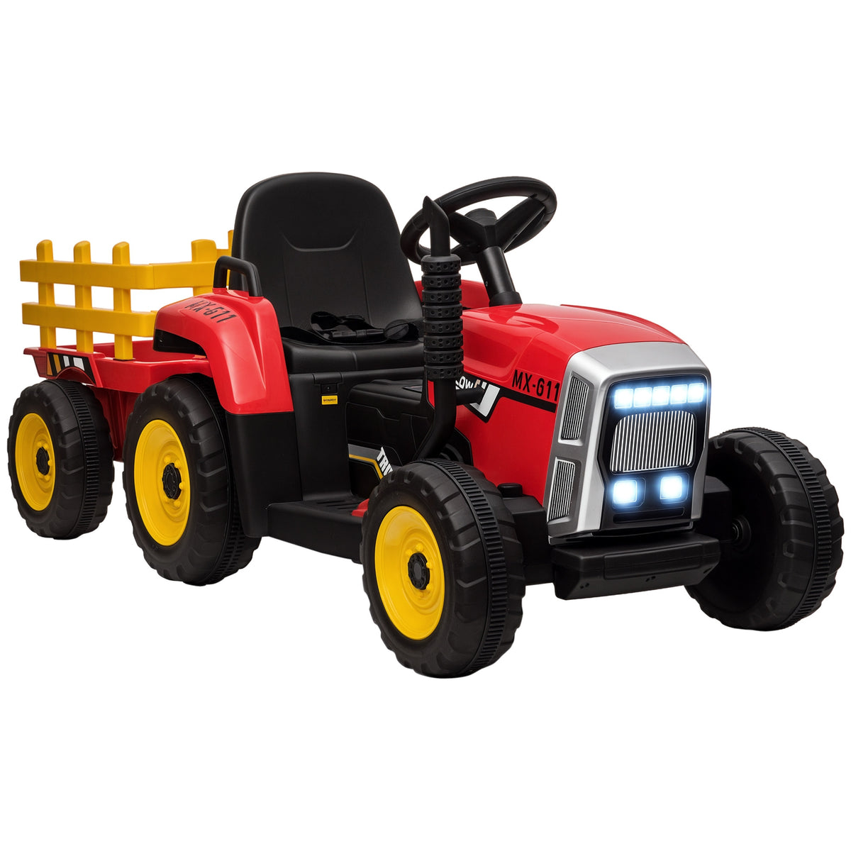 Elektrisk traktor för barn med släp och fjärrkontroll – 12 V elektrisk pedaltraktor för åldrarna 3–6 år
