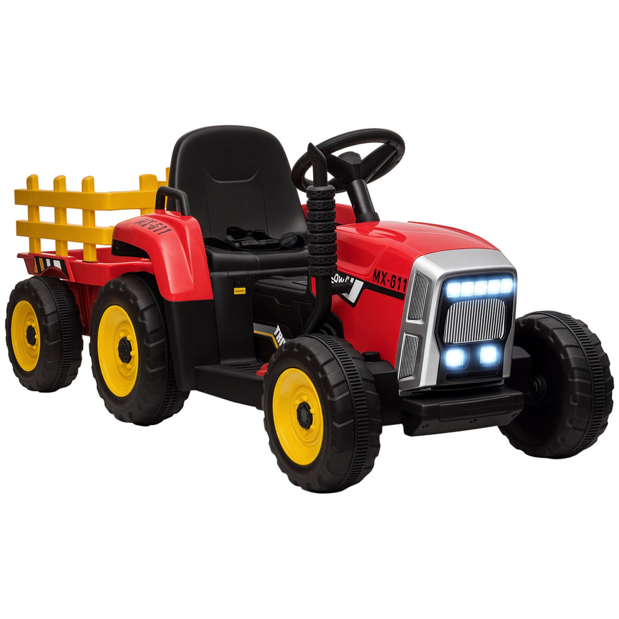 Elektrisk traktor för barn med släp och fjärrkontroll – 12 V elektrisk pedaltraktor för åldrarna 3–6 år
