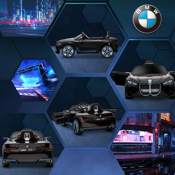 Lasten sähköauto BMW I4 – turvavyö, kaukosäädin ja multimediasoitin, 12V akku