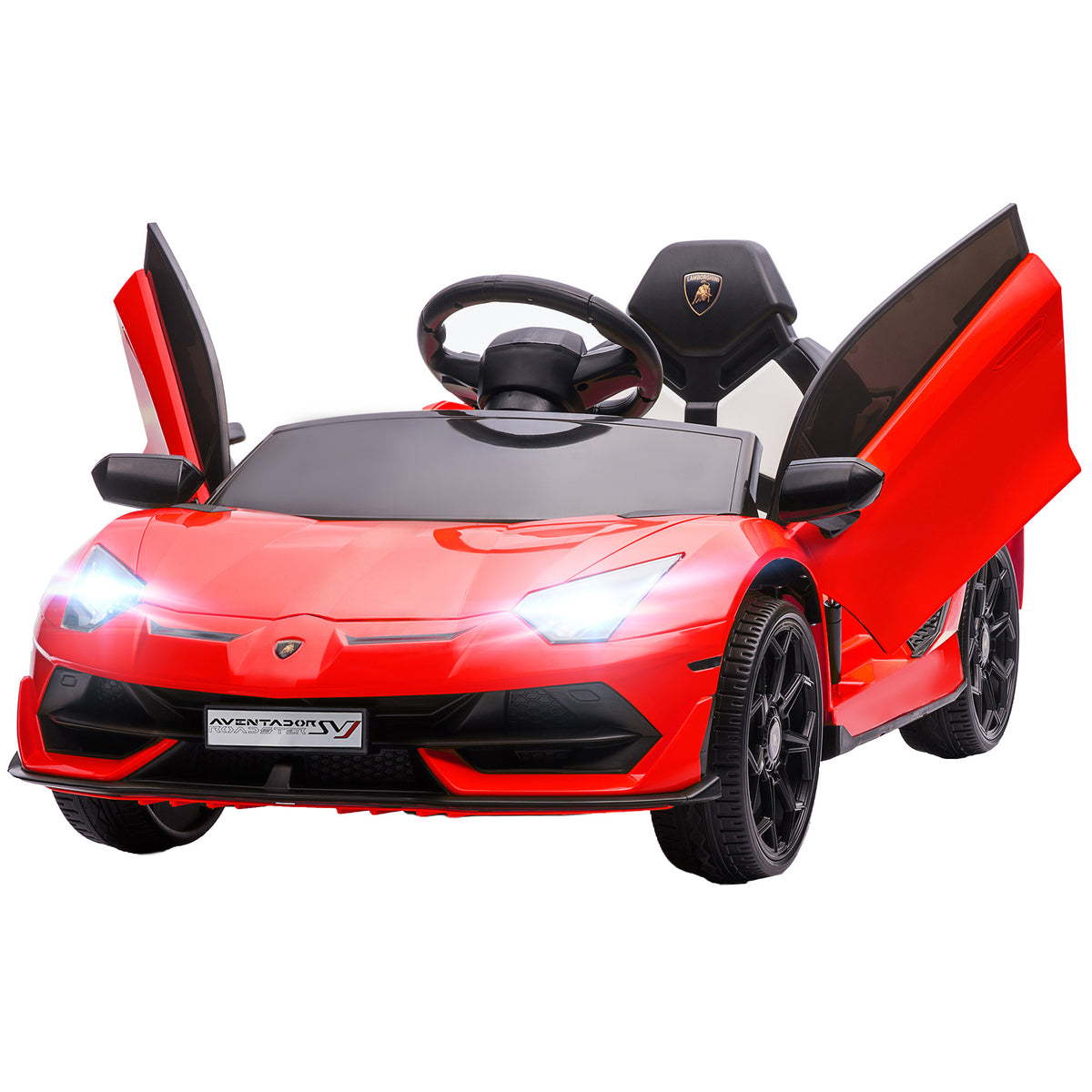 Elektrisk bil för barn Lamborghini Aventador SVJ Roadster, 12 V batteri, fjärrkontroll, röd
