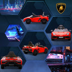 Lasten sähköauto Lamborghini Aventador SVJ Roadster, 12V akku, kauko-ohjain, punainen