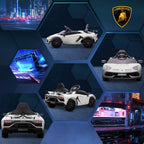 Lasten sähköauto – Lamborghini Aventador SVJ Roadster, valkoinen, 12V akku, kaukosäädin ja musiikkisoitin