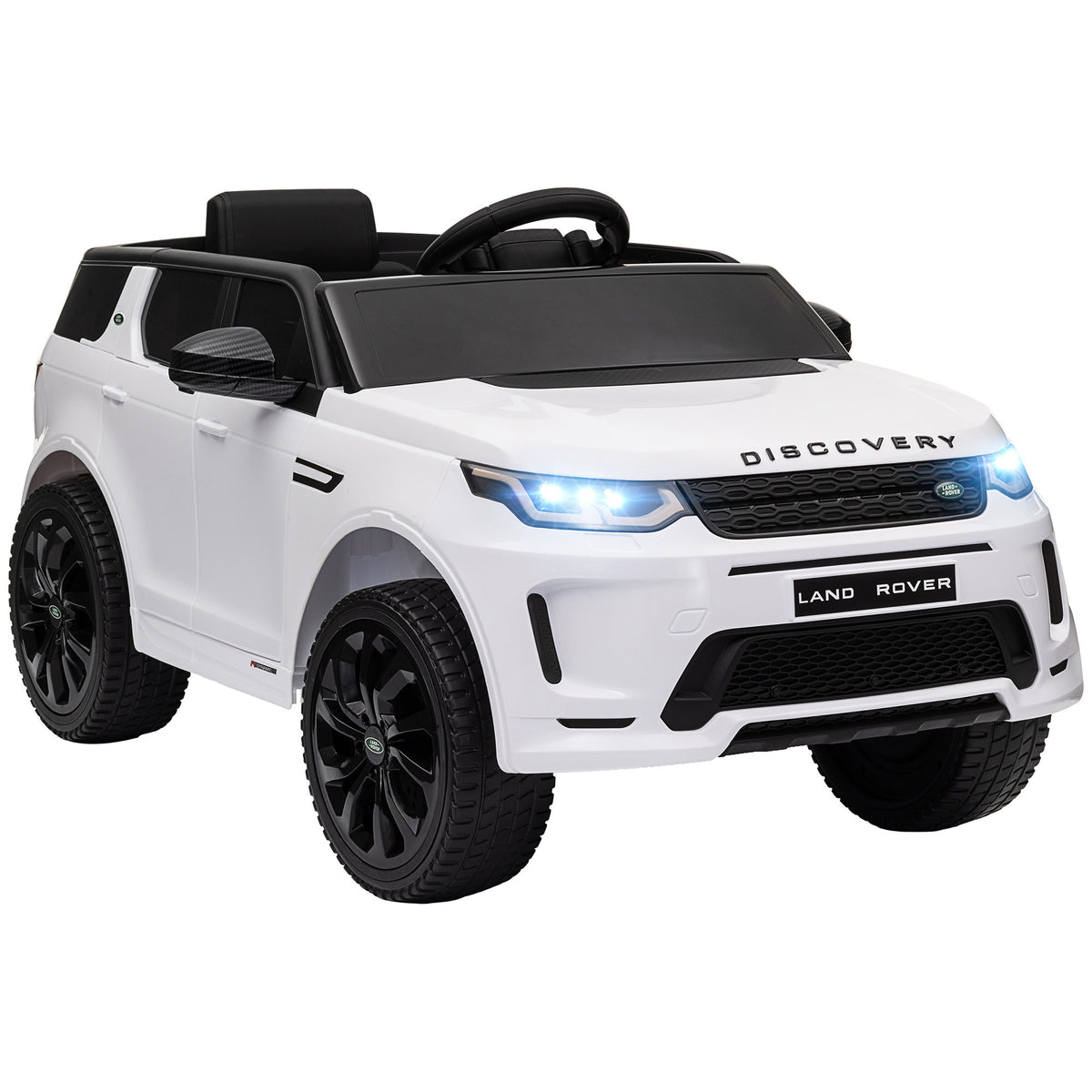 Land Rover Discovery Sport elbil för barn 12V – vit, fjärrstyrd, ljus och musik