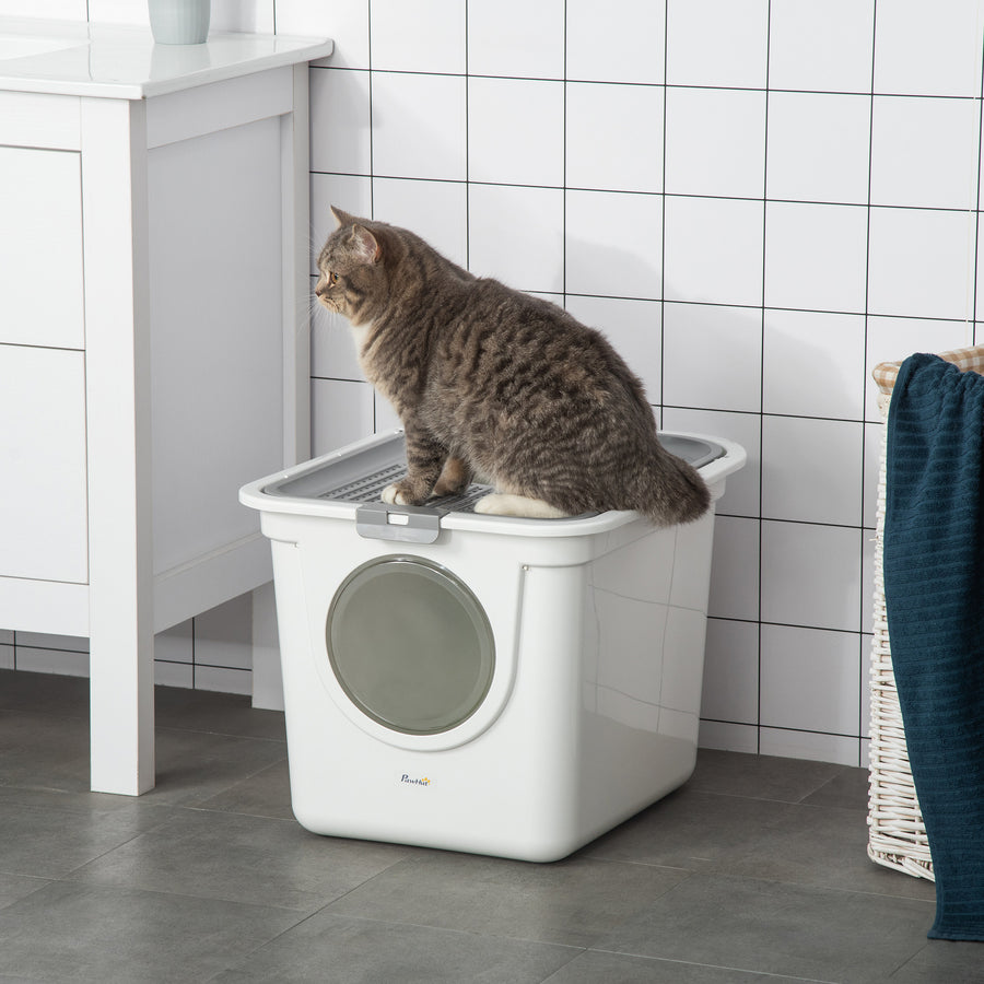 Stängd kattlåda med lock – luktfri, kompakt och lätt att rengöra