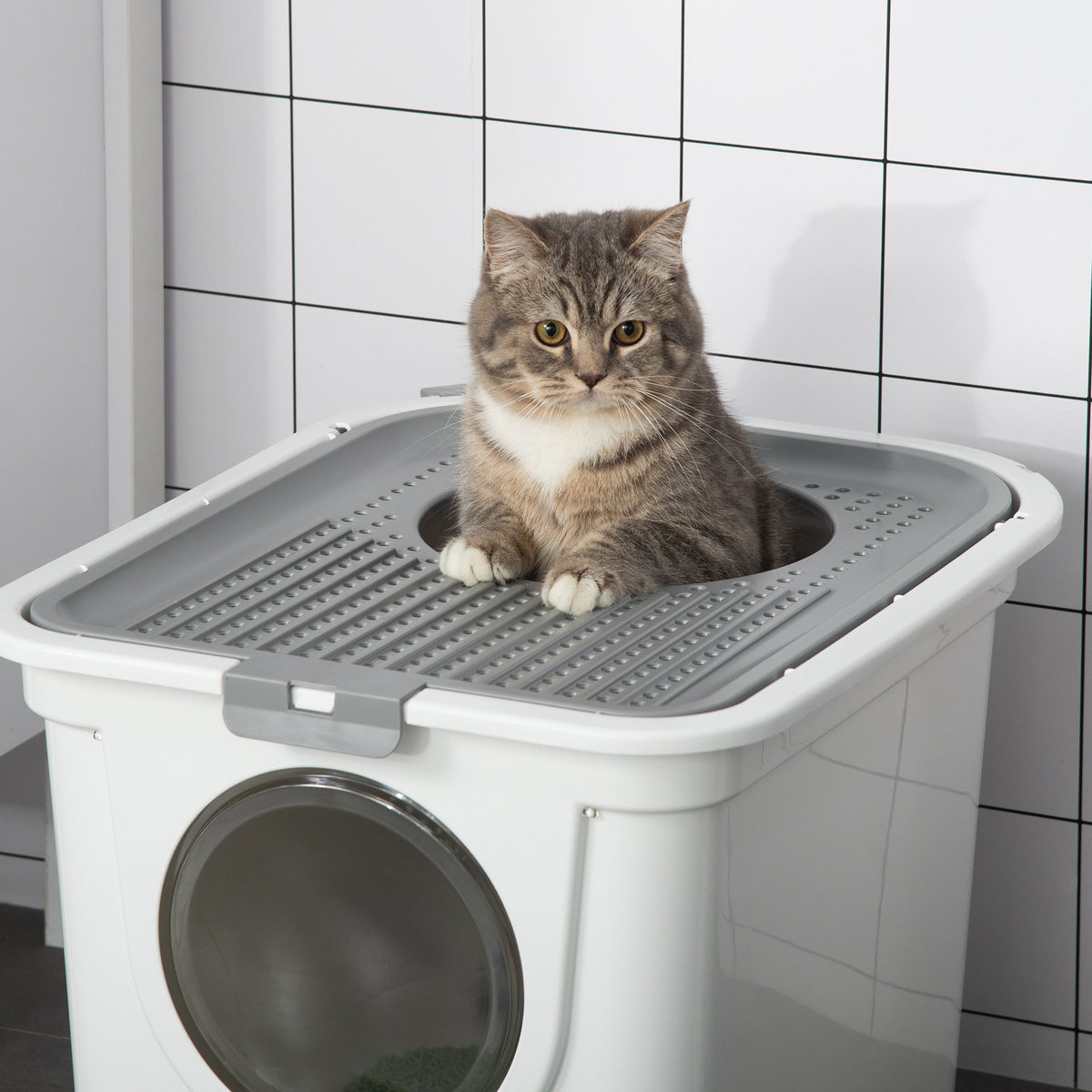 Stängd kattlåda med lock – luktfri, kompakt och lätt att rengöra