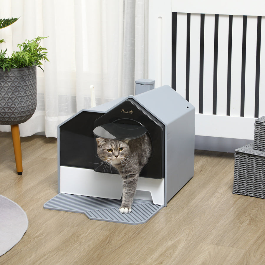 Kattlåda med filter – luktfri och lättskött kattlåda, grå