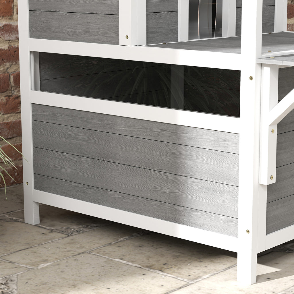 Ulkokäyttöön sopiva kissan mökki – kaksikerroksinen säänkestävä puinen kissatalo 1–2 kissalle