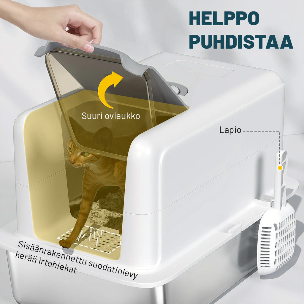 Kissanvessa Ruostumaton Teräs – helppo puhdistaa ja hajunsuojattu, max 6 kg