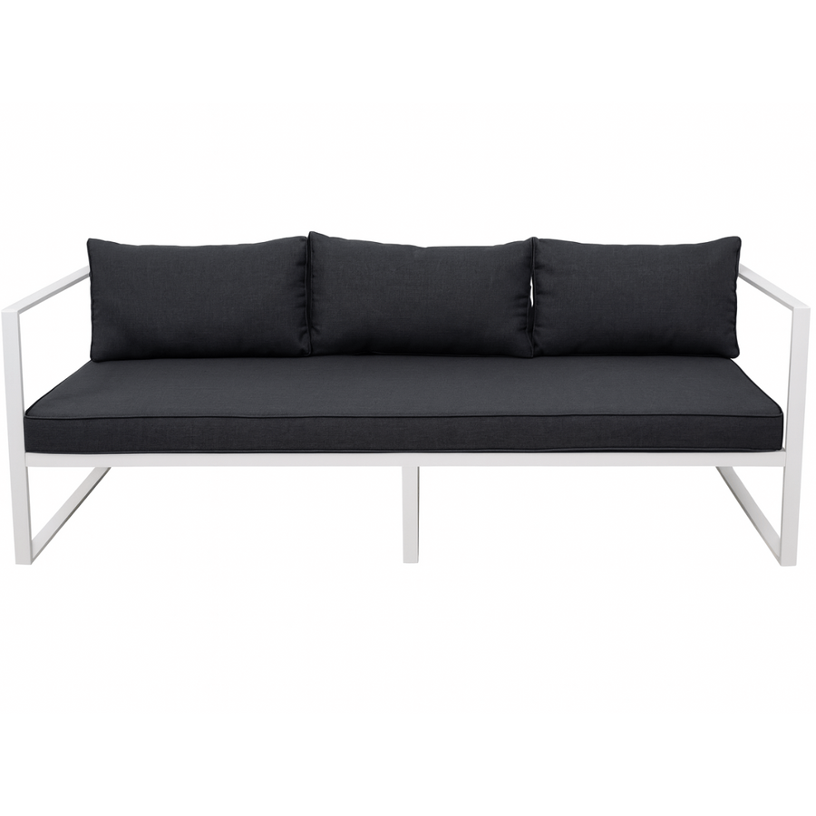 3-sitsig utomhussoffa 190 x 75 cm – 10 cm stoppning, stålram, vit/grå