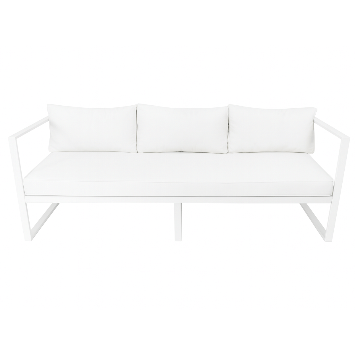 3-sitsig utomhussoffa 190 x 75 cm – 10 cm stoppning, stålram, vit/ljusbeige