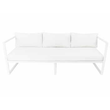 3-sitsig utomhussoffa 190 x 75 cm – 10 cm stoppning, stålram, vit/ljusbeige