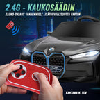 Lasten sähköauto BMW I4 – turvavyö, kaukosäädin ja multimediasoitin, 12V akku