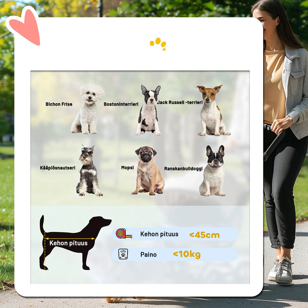 3-in-1 lemmikkirattaat pienille eläimille – taitettava alumiinirunko, max 10 kg, sininen