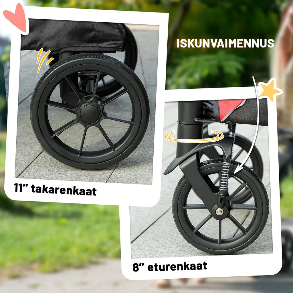 Koirien rattaat suurille koirille 30kg – taitettava koiranvaunu iskunvaimennuksella ja verkkoikkunoilla, valkoinen