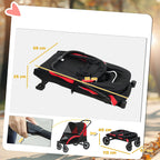 Koirien rattaat suurille koirille 30kg – taitettava koiranvaunu iskunvaimennuksella ja verkkoikkunoilla, vihreä