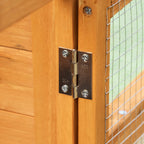 Kaninhäkki ulos – massiivipuinen pieneläinten häkki ramppiyhteydellä ja helppopuhdistettavilla pohjakaukaloilla