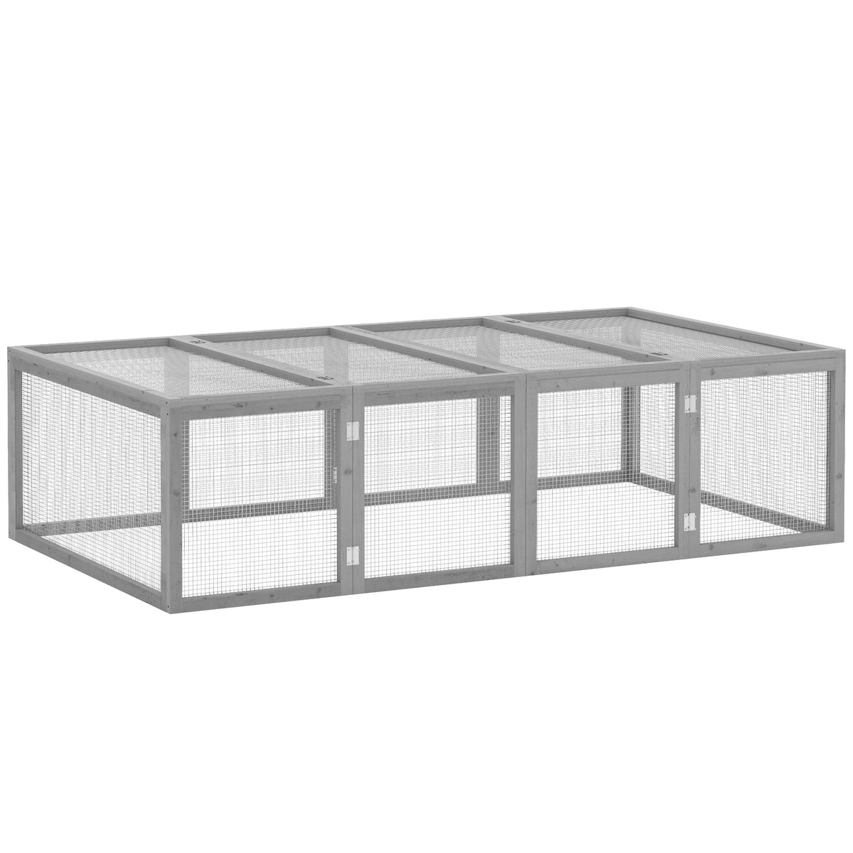 Puinen pieneläinten ulkoaitaus – kestävä kuusipuuhäkki, 181 x 100 x 48 cm, harmaa
