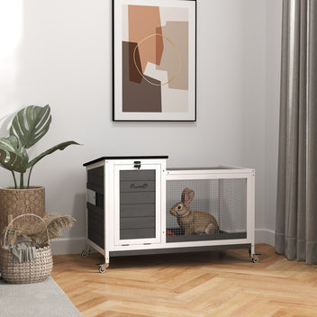Liten bur med hjul – lätt att rengöra, väderbeständig kaninbur 92x52x67 cm