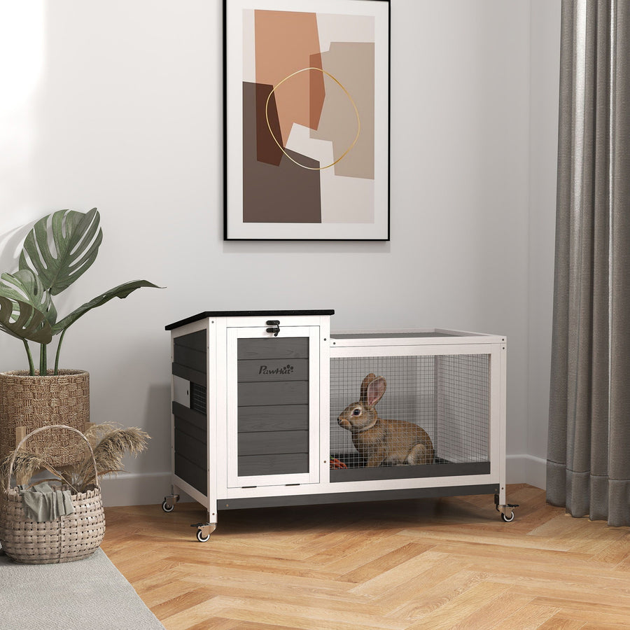 Liten bur med hjul – lätt att rengöra, väderbeständig kaninbur 92x52x67 cm