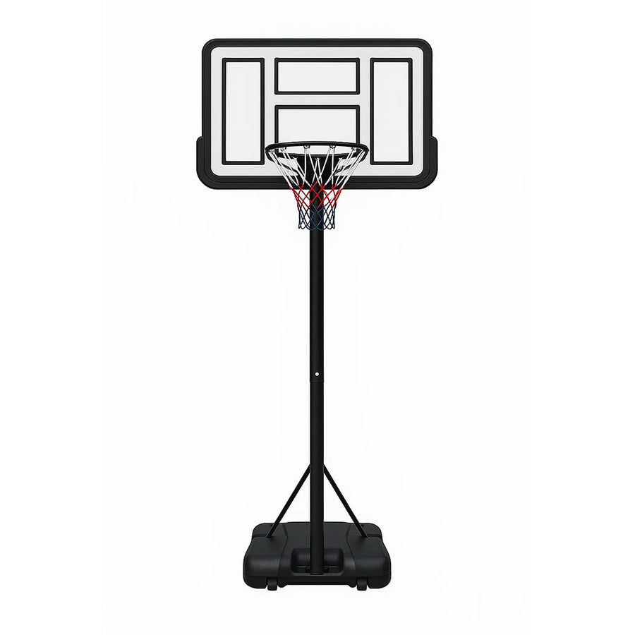 Basketkorg 1,35–3,05 m – 45 cm ring, 110 x 75 cm skiva, vit-svart