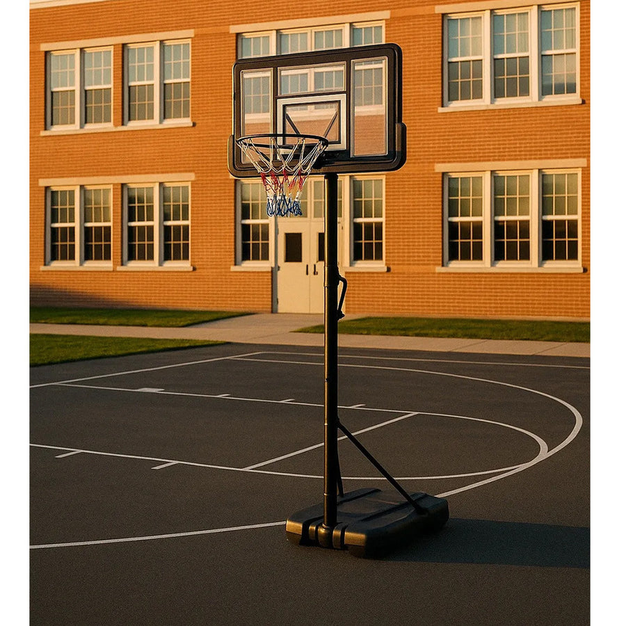 Basketkorg 2,30–3,05 m – manuell höjdjustering, 45 cm ring, 110 x 75 cm bakplatta