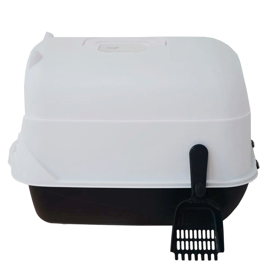 Kattlåda 51 x 37 x 36 cm – stängbar lock, sandspade