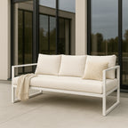 OUTLET! POHJOLA GARDEN 3-istuttava Ulkosohva ISLA 190 CM, Valkoinen / Vaalea Beige - B-laatu, lue tuotekuvaus!