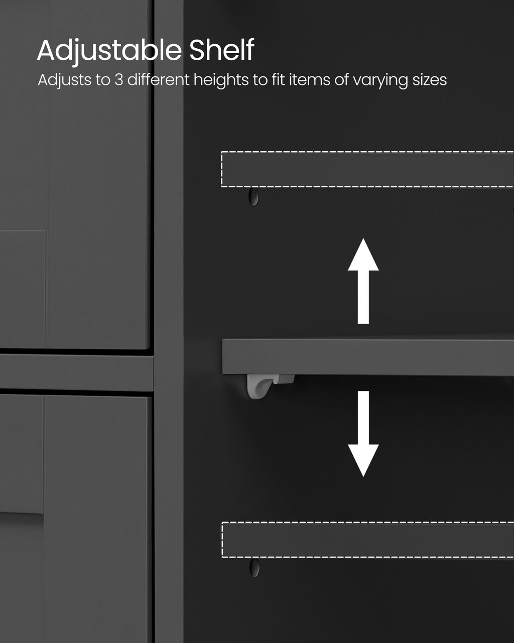 VASAGLE Musta kylpyhuonekaappi – 4 laatikkoa, säädettävä hylly, 30 x 55 x 82 cm